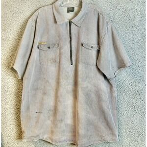 Prison Blues Hickory Stripe Work Shirt Mens Size XL Half Zip Made in USA